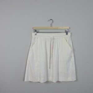 Ann Taylor Women's Mini Skirt Linen Blend Pleated Pull On Sports 4 White 192